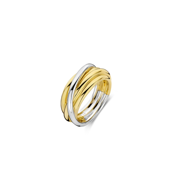 SILVER GOLD PLATED FINE INTERTWINED BANDS RING