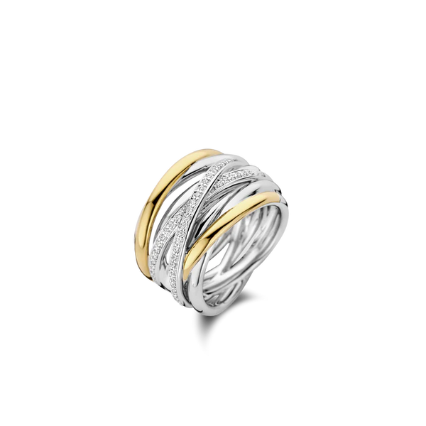 SILVER GOLD PLATED TWO TONE INTERTWINED BANDS