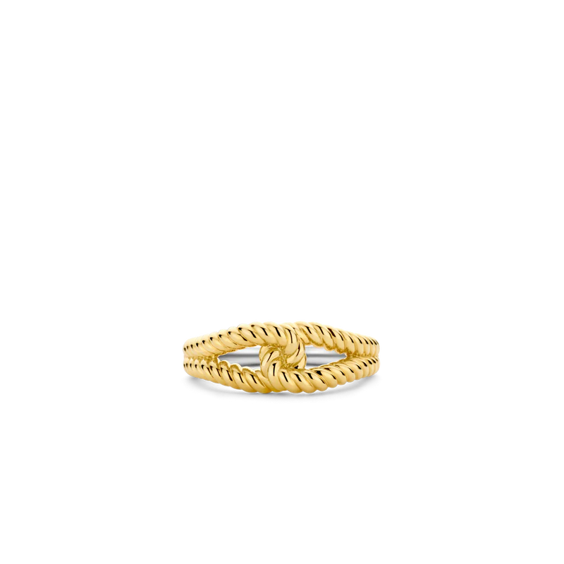 SILVER GOLD PLATED INTERTWINED STRUCTURE KNOT DESING RING