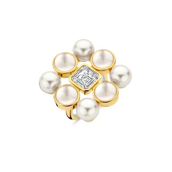 SILVER GOLD PLATED PEARL RING