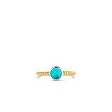 SILVER GOLD PLATED ROUND TURQUOISE STONE RING