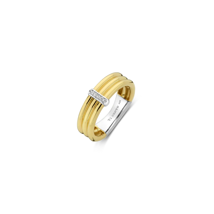 SILVER GOLP PLATED TWO TONE TRIO BANDS RING