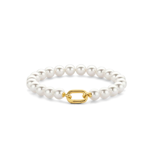 SILVER GOLD PLATED PEARL BRACELET