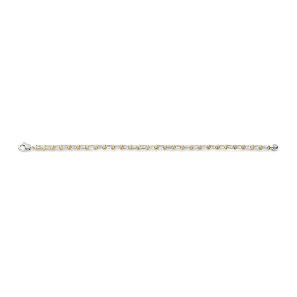 SILVER GOLD PLATED TENNIS BRACELET WITH WHITE CUBIC ZIRCONIA STONES