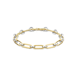 SILVER GOLD PLATED TWO TONE CHAIN LINK BRACELET