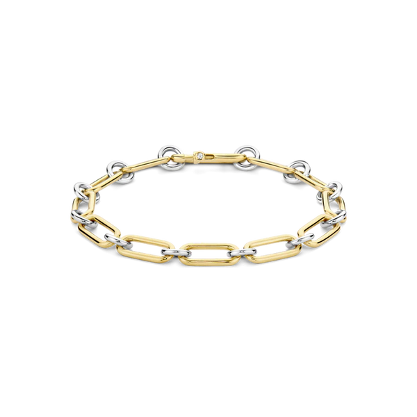 SILVER GOLD PLATED TWO TONE CHAIN LINK BRACELET