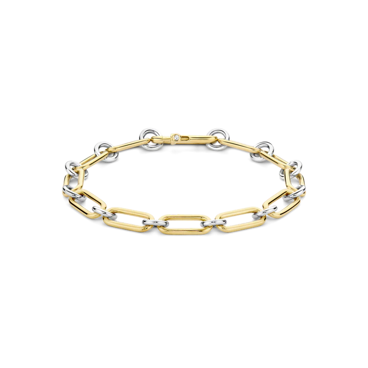 SILVER GOLD PLATED TWO TONE CHAIN LINK BRACELET