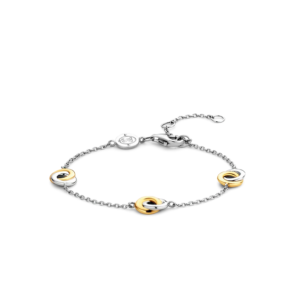 SILVER GOLD PLATED INFINITY SHAPES TWO TONE BRACELET