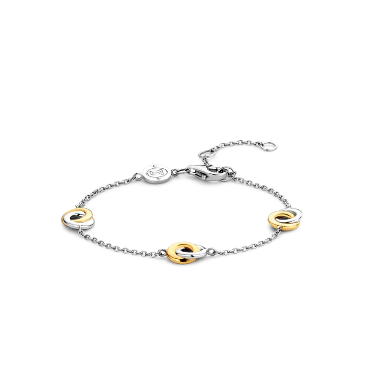 SILVER GOLD PLATED INFINITY SHAPES TWO TONE BRACELET