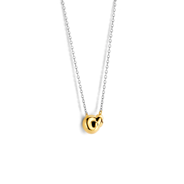 SILVER GOLD PLATED FEATURES TWO TONE INTERTWINED RINGS WITH A TWISTED STRUCTURED NECKLACE