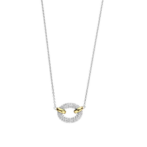 SILVER GOLD PLATED PAVE LINK NECKLACE