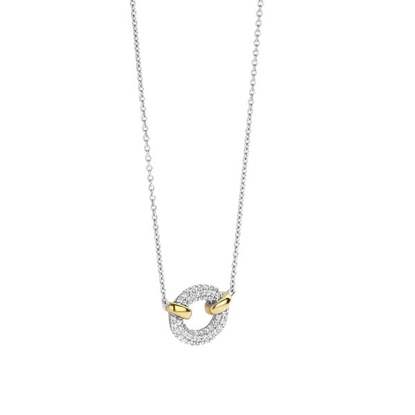 SILVER GOLD PLATED PAVE LINK NECKLACE