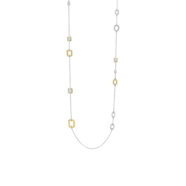 SILVER GOLD PLATED LONG LINK NECKLACE