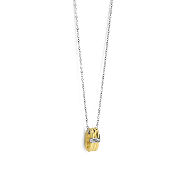 SILVER GOLD PLATED TWO TONE TRIO NECKLACE