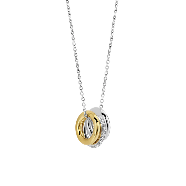 SILVER GOLD PLATED FEATURE THREE CIRCLES NECKLACE