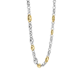 SILVER GOLD PLATED COFFEE BEAN SHAPE TWO TONE NECKLACE