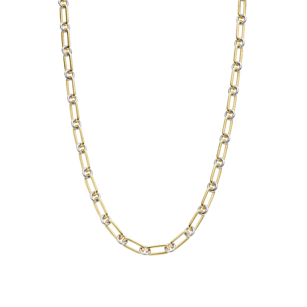 SILVER GOLD PLATED CHAIN LINK TWO TONE NECKLACE