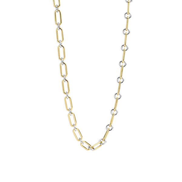 SILVER GOLD PLATED CHAIN LINK TWO TONE NECKLACE