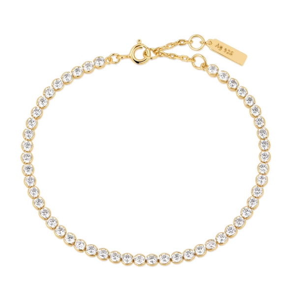 SILVER GOLD PLATED ROW BEZEL BRACELET