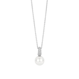 SILVER PAVE PEARL PENDANT