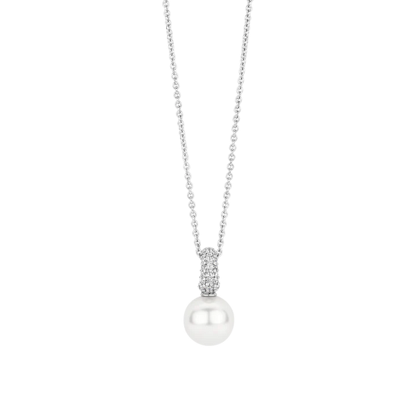 SILVER PAVE PEARL PENDANT