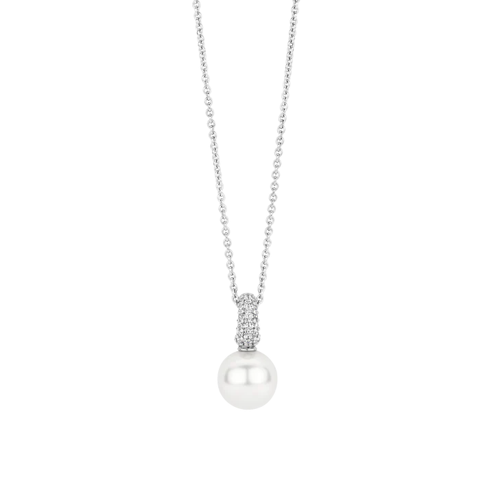 SILVER PAVE PEARL PENDANT