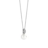 SILVER PAVE PEARL PENDANT