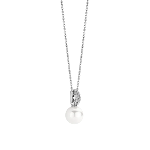 SILVER PAVE PEARL PENDANT