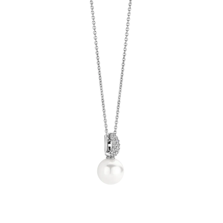 SILVER PAVE PEARL PENDANT