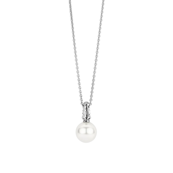 SILVER PAVE PEARL PENDANT