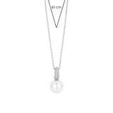 SILVER PAVE PEARL PENDANT