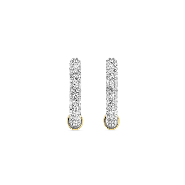 SILVER GOLD PLATED PAVE SPARKLING HOOPS