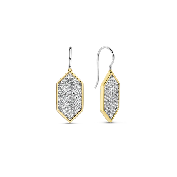 SILVER GOLD PLATED OORBELEN VERGULD EARRINGS