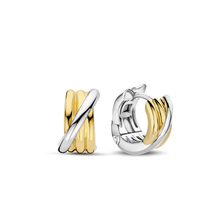 SILVER GOLD PLATED TWO TONE THREE INTERCONNECTED HOOPS