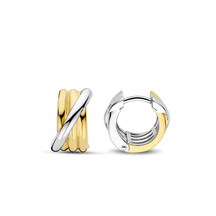 SILVER GOLD PLATED TWO TONE THREE INTERCONNECTED HOOPS