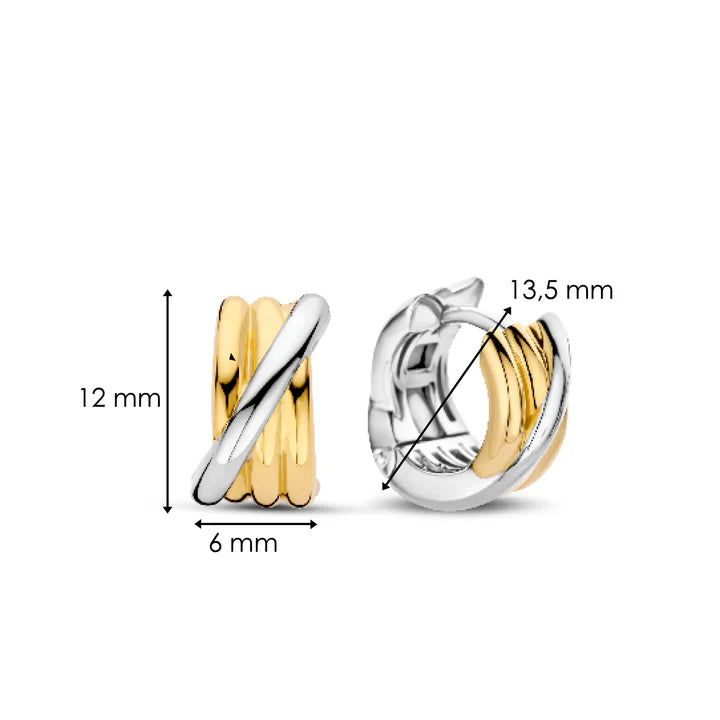 SILVER GOLD PLATED TWO TONE THREE INTERCONNECTED HOOPS