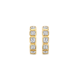 SILVER GOLD PLATED HOOP CUBIC ZIRCONIA STONE EARRINGS