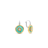 SILVER GOLD PLATED SUN HANDSET A CAPTIVATING TURQUOISE BACKDROP EARRINGS