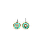 SILVER GOLD PLATED SUN HANDSET A CAPTIVATING TURQUOISE BACKDROP EARRINGS