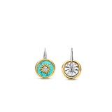 SILVER GOLD PLATED SUN HANDSET A CAPTIVATING TURQUOISE BACKDROP EARRINGS