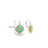 SILVER GOLD PLATED SUN HANDSET A CAPTIVATING TURQUOISE BACKDROP EARRINGS