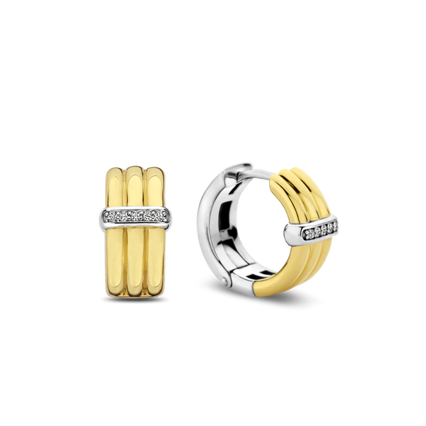 SILVER GOLD PLATED TWO TONE TWIST HOOP