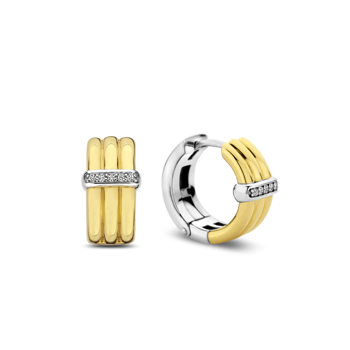 SILVER GOLD PLATED TWO TONE TWIST HOOP