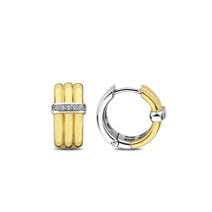 SILVER GOLD PLATED TWO TONE TWIST HOOP