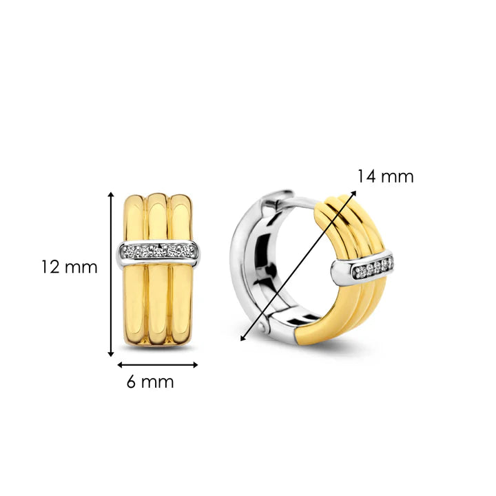 SILVER GOLD PLATED TWO TONE TWIST HOOP