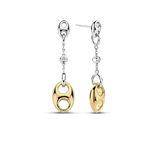 SILVER GOLD PLATED COFFEE BEAN SHAPE TWO TONE EARRINGS