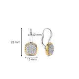 SILVER GOLD PLATED PAVE ZIRCONIA EARRINGS