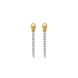 SILVER GOLD PLATED DANGLING SNAKE EARRINGS WITH PAVE ZIRCONIA