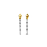 SILVER GOLD PLATED DANGLING SNAKE EARRINGS WITH PAVE ZIRCONIA