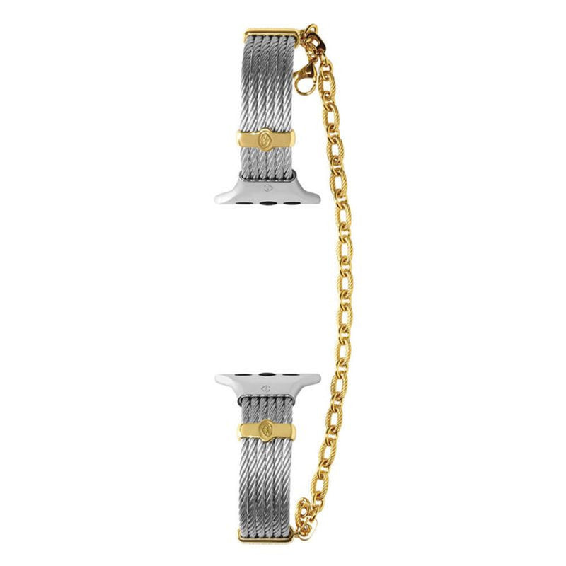 ST. TROPEZ STEEL CABLE BAND FOR APPLE WATCH -41MM SERIES 5/6/7 CHAIN & CLIPS YELLOW